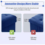 Opvouwbare kruk fluweel met opbergruimte en deksel met houten poten, 40 x 40 x 40 cm, blauw