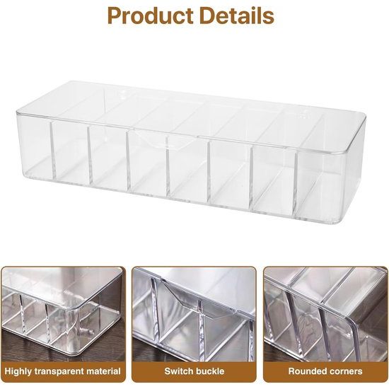 Kabelopbergdoos, 2 stuks kabelorganizerbox met deksel, 8 vakken, transparante oplaadkabelorganizer met 20 kabelbinders, kabelorganizerbox voor bureau opslag
