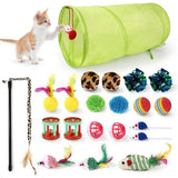 Kattenspeelgoed, 21 stuks, kattenspeelgoedset met kattentunnel, ballen, springspeelgoed, pluche speelgoed, speelgoedmuizen, teaser voor kitty, konijnen, puppy's
