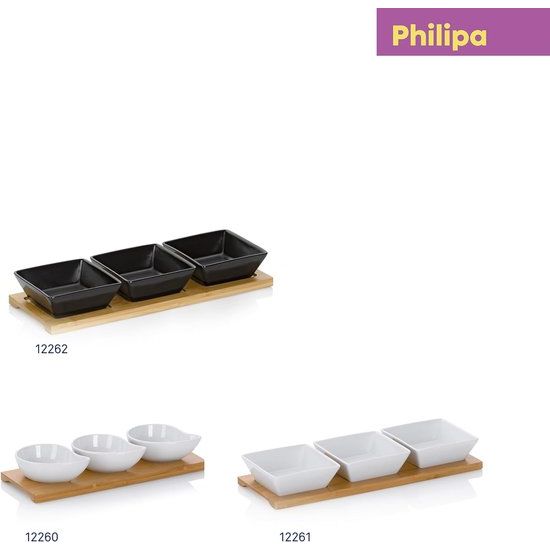 Witte schaalset Philipa porselein 4-delig 33,5x12,0x5,0cm, 33.5 x 12 x 5 cm