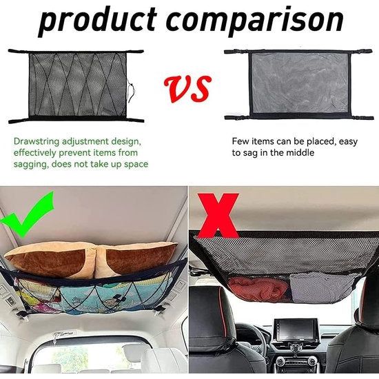 HWTONG Dubbellaags bagagenet, autodeken, dak, bagagenet voor de meeste voertuigtypen