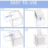 Vierkante cosmetische tissuebox, 14 x 14 x 14 cm acryl tissuedispenser, tissuebox met magnetische afdekking voor eetkamer, badkamer, slaapkamer, auto, kantoor - acryl transparant