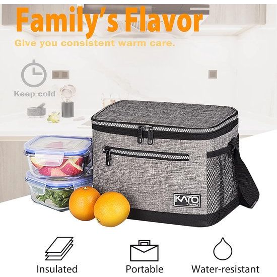 lunchtas voor vrouwen en mannen, lekvrije thermische herbruikbare lunchtas voor volwassenen, lunchtas voor kantoor, werk, donkergrijs