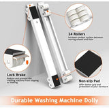 Wasmachine-onderstel, transportroller voor wasmachine, droger, koelkast tot 300 kg, met 24 wielen, rem, 44,5-72 cm uitbreidbaar, wit