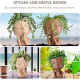 Face Plant Pot Head Planter Succulent Planters Face Flower Pots voor kamerplanten Hars Head Plant Pots met Drainage Hole Cute Lady Statue Decor Plan Pot Gift