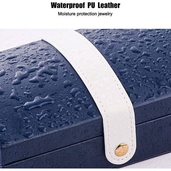 dames, 2 lagen, PU opbergkoffer voor ringen, oorbellen, armbanden, halskettingen, reizen, sieraden, organizer, geschenkdoos voor meisjes en vrouwen (wit)