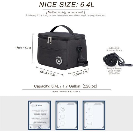 Kleine koeltas, 6,4 l, lunchbox, grote koeltas, opvouwbare koeltas, kleine koeltas, lunchtas, lunchtas, draagbare lunchbox, tas, work, tempt, cantoor, picknick