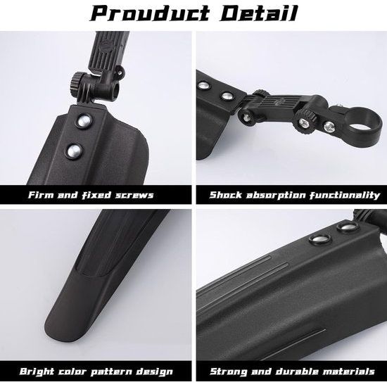 Fietsspatbordenset, universele spatborden, mountainbike met 2 rode reflectorstickers, instelbaar, voor achter spatborden, bescherming voor 24-29 inch MTB racefiets