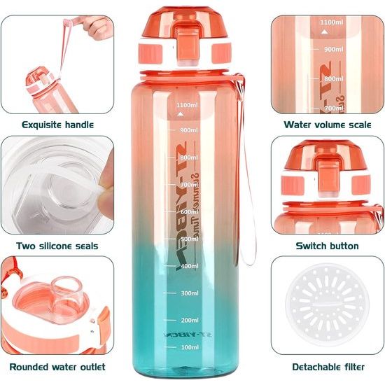 drinkfles 1l sportwaterfles, BPA-vrije drinkfles, 100% lekvrije sportdrinkfles, robuuste en duurzame waterfles voor fitness, buitensport