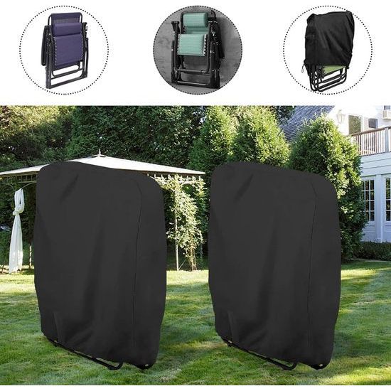 Beschermhoes voor klapstoelen, 2 stuks, afdekking voor tuinstoelen, winddicht, anti-uv, stofdicht, voor tuinmeubelen, klapstoel, tuinmeubelen beschermhoes