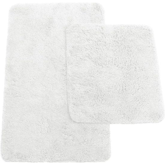 Badmat set van 2 bestaande uit badmatten: ca. 50/80cm en wc-mat ca. 45/50cm - wit