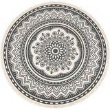 120 cm rond tapijt, katoenen tapijt met kwastjes, wasbaar mandala-bedrukt tapijt, Boheems Marokko, modern tapijt voor slaapkamer, woonkamer, keuken