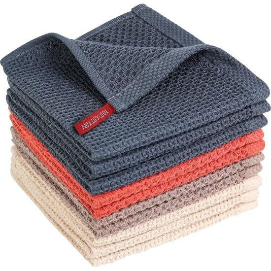 Theedoeken 100% katoen (set van 10) 30 x 30 cm zachte handdoeken absorberende doek reiniging keukendoeken, gemengde kleur