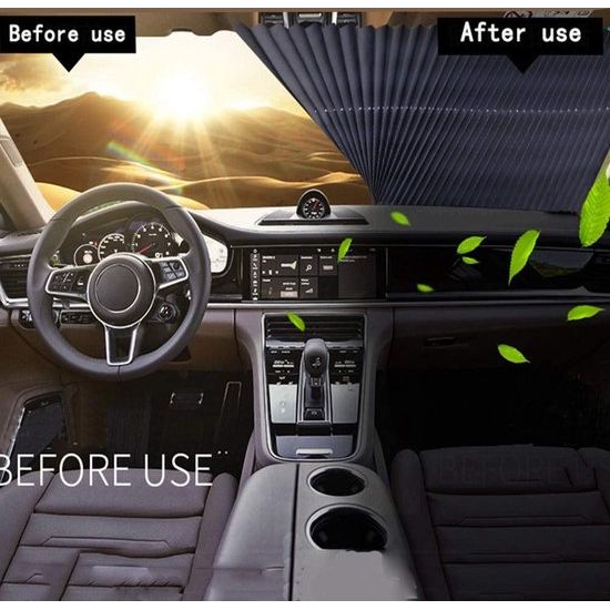 Auto-voorruit-zonnescherm, accordeon-type, automatisch intrekbare voorruit, zonneklep, zonweringsbescherming, 70 cm, MPV/SUV)