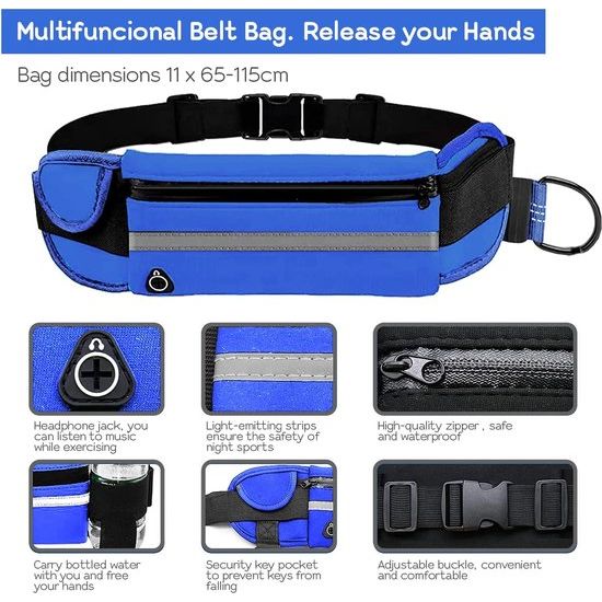 Hond Jogging Lood Handsfree Hardlopen Wandelen Webbing Anti-Stress Reflecterend 160-220cm (Blauw)