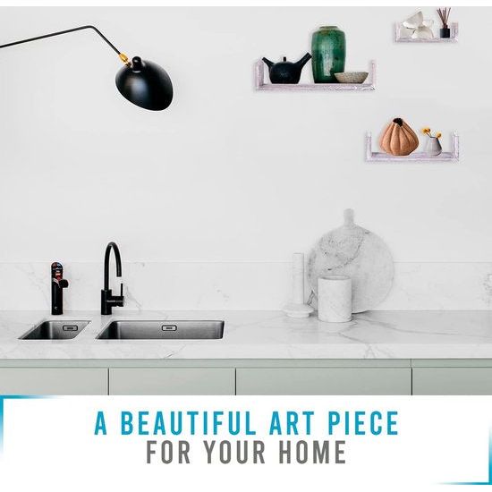 Rustieke zwevende plank in U-vorm in vintage design - set van 3 - inclusief schroeven en pluggen - houten planken van landhuis voor slaapkamer, woonkamer en meer - rustiek design - wit