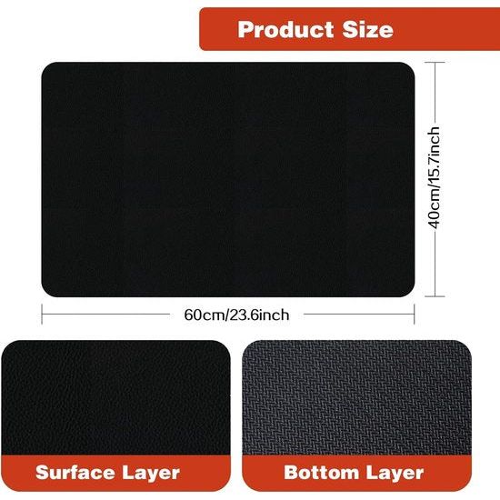 Zwarte afdruipmat, 60 x 40 cm, volautomatische onderlegger, afdruipmat, servies, absorberende afdruipmat voor de keuken, woonkamer