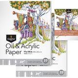 Acrylpapierblok 11 x 14 inch | 2-pack | 20 vellen per blok | Optimale dikte (350 g/m2) fijnkorrelig, linnenstructuur, eersteklas kwaliteit (11x14, verpakking van 2)
