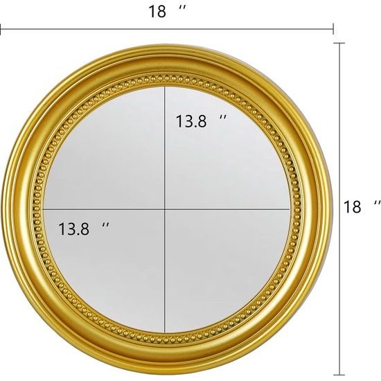 Spiegel Ronde Wandspiegel Badkamerspiegel Wanddecoratie (Goud, 45,7 cm) Vertaling: Mirror Ronde Wandspiegel Badkamerspiegel Wanddecoratie (Goud, 45,7 cm)