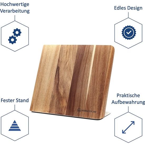 Messenhouder magnetisch – magnetisch Messenblok van acaciahout, industriële Messenplank met magneet, magnetisch Messenhouder zonder mes