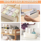 Opbergdoos, kunststof, 30 cm, 6 stuks, wit, kleine opbergmanden, dozen, nauwe opslag, organizer, box, manden, opslag voor keuken, badkamer, rek, kunststof doos