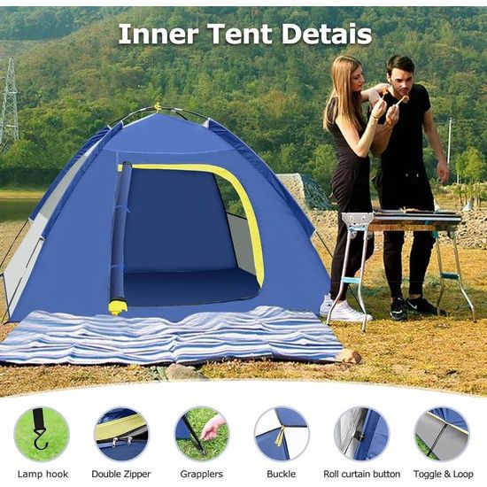 Kampeertent, Koepeltent voor 2 personen, Familietent voor kamperen en picknick, Tenten waterdicht en winddicht, Pop-up tent voor rust in de achtertuin, Outdoor vrijetijdsactiviteiten en bijeenkomsten