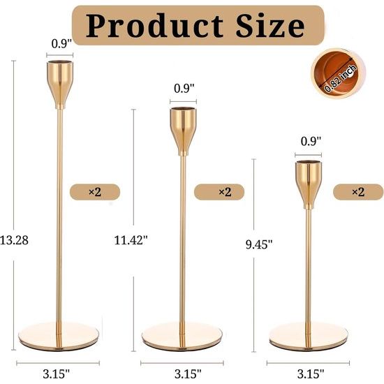 Kandelaar 6 stuks gouden kandelaars met 3 verschillende hoogtes