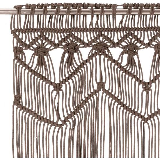 Macramé gordijn, handgemaakt, wandbehang, behang, raamgordijn, decoratief gordijn, deurgordijn, bruiloft, achtergrond, taupe, 140 x 240 cm, katoen