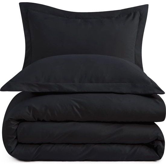 Beddengoed 240 x 260 cm, 3-delig zwart - dekbedovertrek 240 x 260 cm met kussenslopen 40 x 75 cm, beddengoedsets 260 x 240 cm, van microvezel met ritssluiting, zacht en strijkvrij