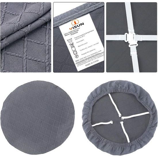 Jacquard Eetkamerstoel Stoelhoezen- Stretch Spandex, Geen rugleuning - Eetkamerstoel Stoelbeschermer Hoes - Verwijderbaar Wasbaar voor hoge bureaustoelen - Lichtgrijs - 4 stuks