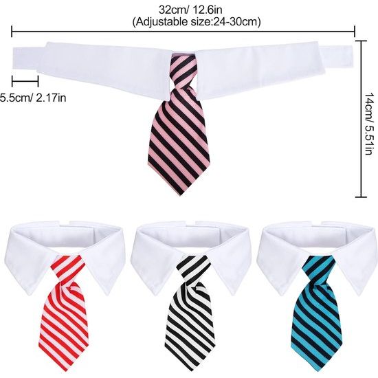 4 stuks huisdierstropdas verstelbare huisdieren hond kat stropdas formele huisdier stropdas strepen mode halsband kostuum stropdas kraag voor kleine honden en katten (4 kleuren, S)