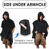 Beach Surf Poncho with Pocket, Water Absorbent Wetsuit, Changing Table Hoodie, Towel Poncho Bathrobe for Surfing, Swimming, Bathing for Adults, Men, Women, Sandproof