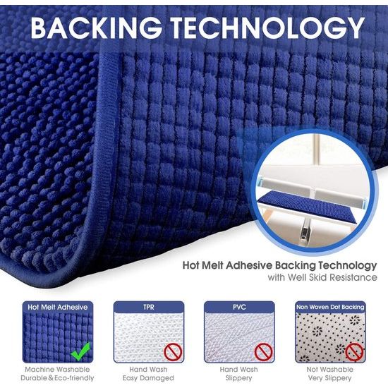 Badmat, antislip, met chenille-microvezel, absorberend, zacht, machinewasbaar, voor douche, toilet, 40x60cm