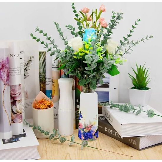 Pakket van 36 kunstmatige eucalyptus takken met bladeren, decoratieve kunstplanten en kunstmatige eucalyptus stengel in grijs groen voor bruiloften, feesten en huisdecoratie accessoires.