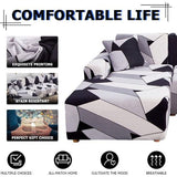 Bankhoes Hoekbank L-vorm Bankspreien Stretch bankhoes L-vorm rechts of links met twee kussenhoezen Wasbaar Universele bankhoes L-vorm Bankhoes L-vorm (2 en 2, zwarte geometrie)