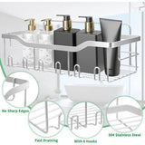 Doucheplank zonder boren, 5 stuks badkamerorganizer, doucheplank zonder boren, badkamerorganizer, badkamerrek, zilvergrijs, van SUS304 roestvrij staal, badkamerrek, douchemand, shampoohouder voor douche