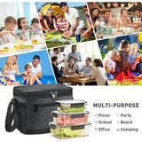 Lunchtas geïsoleerd voor mannen, 7,8 liter, koeltas, picknicktas met verstelbare schouderriem, thermotas, lekvrij, opvouwbaar, voor werk, fitness, onderweg, school