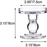 2 stuks glazen taper & pillar kaarsenhouders, 8 cm hoogte kristallen venster kaarsen staan, kandelaar glas voor bruiloft & eettafel middenstukken woonkamer kerstdecoratie, stompkaarsenhouder