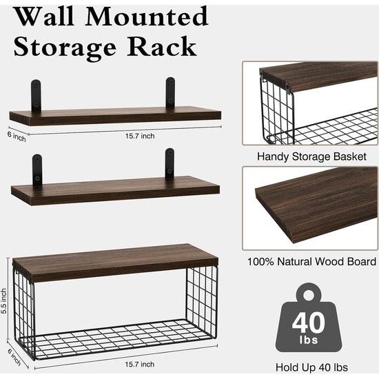 Houten wandplank, wandplank, 3+1-delige zwevende plank, keukenwandplank, planken voor muren, badkamerwandplank, wandboekenplank, wandplanken voor woonkamer, keuken, slaapkamer of kantoor.