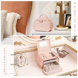 Sieradenkistje voor meisjes, prinsessenkist met spiegel, juwelendoos, sieradenkoffer, sieradendoos voor oorbellen, ringen, kettingen, horloges, cadeau - roze