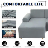 Bankhoes Hoekbank L-vorm Bankspreien Stretch bankhoes L-vorm rechts of links met twee kussenhoezen Wasbaar Universele bankhoes L-vorm Bankhoes L-vorm (2-zits + 2-zits, lichtgrijs)