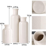 Keramische vaas 3-delige set boerderijdecor Witte keramische kleine vaas voor boerderijdecoratie, woonkamerdecoratie, tafeldecoratie, open haard en entreedecoratie