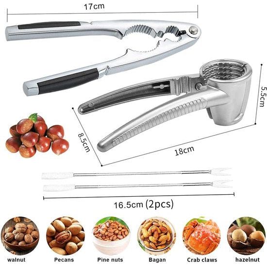 Bloemnotentang, walnoottang, roestvrijstalen notenkraker, notenkraker, multifunctionele notenkraker, hazelnootkraker met antislip greep (M2)