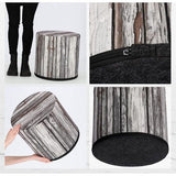 KADAX - Zitpoef, Poef, ronde poef, Ø 40.5x41 cm - houtlook, poef met wasbare overtrek, zitzak, vloerkussen, decoratieve kruk, voetenbank, zitkussen, stoffen kruk - Wit