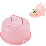 Cake transportbox, taarthouder, muffin, transportbox, rond, met deksel, taarthouder voor het vervoer van cake, koekjes, cake, cake, cake, Ø 25 x 13 cm (roze)