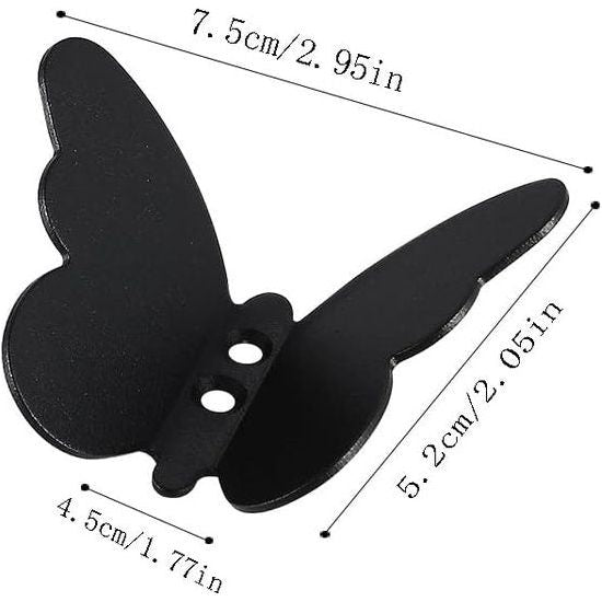 2 stuks zwarte jashaken, roestvrij stalen metalen kledinghaken, vlinderkleerhaken, vlinder-opberghaken, geschikt voor slaapkamer, badkamer en andere plaatsen