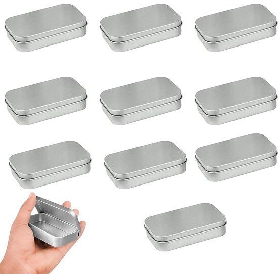 10 stuks kleine metalen blikjes, 90 x 60 x 18 mm, metalen blikjes met deksel, metalen doos, kleine kaartopbergdoos, rechtse metalen opbergdoos, kleine metalen opbergdoos met deksel, voor snoep,