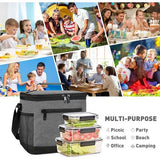 Geïsoleerde lunchtas voor heren, lunchtas van 7,8 l, koeltas, picknicktas met verstelbare schouderband, thermische tas, lekvrij, opvouwbaar voor werk, fitness, onderweg naar school