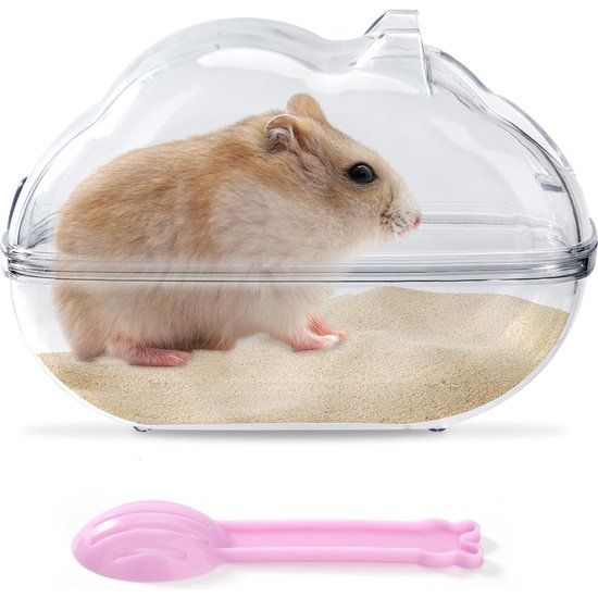 Hamster Badkamer Transparant Hamster Toilet Bad Kleine Dieren Afneembare Ronde Container Accessoires voor Chinchilla Gerbil Fret Cavia Muizen met Schep