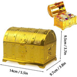 Gouden piratenkist, piratenschatkist, schatkist voor kinderen, kleine schatkist, schatkist met slot, vergulde piratenschatkist, voor verjaardagscadeaus, feestgeschenken, rollenspellen